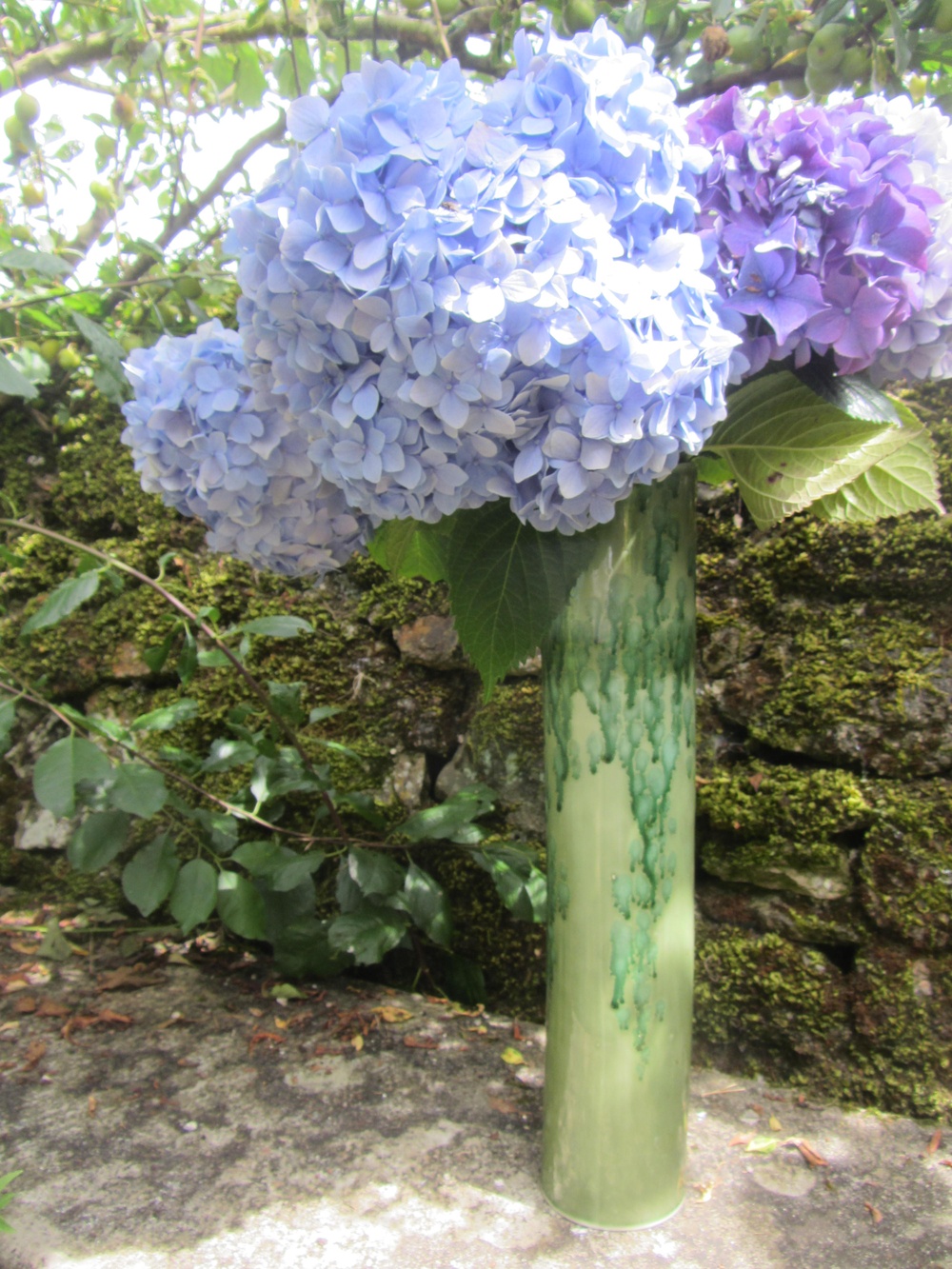 Grand vase vert goutte d’eau porcelaine
