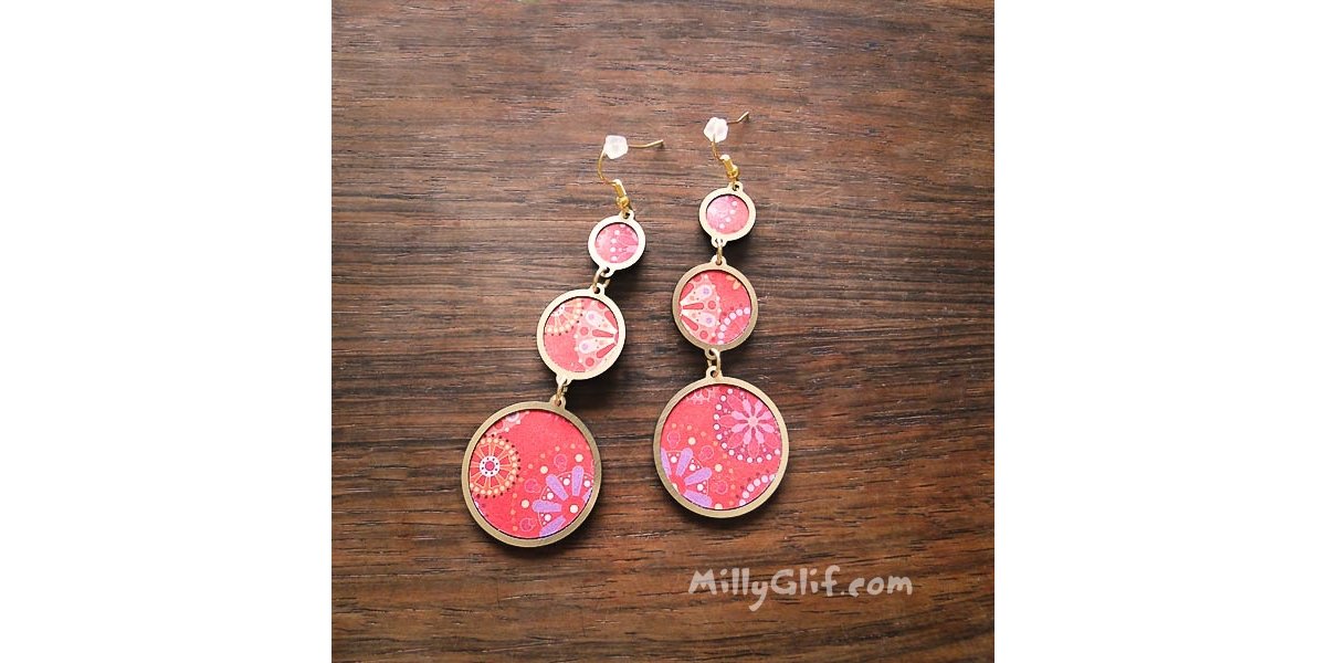 Boucles longues mandala rouge