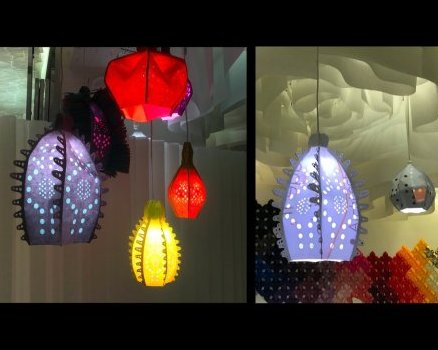 Séries de luminaires pop-up sans structure et léger - Drop Paper, découpes numériques et coutures - Divers formats et couleurs