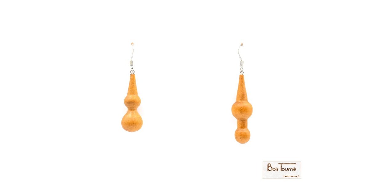 Boucle d’oreilles en merisier (pièce unique)