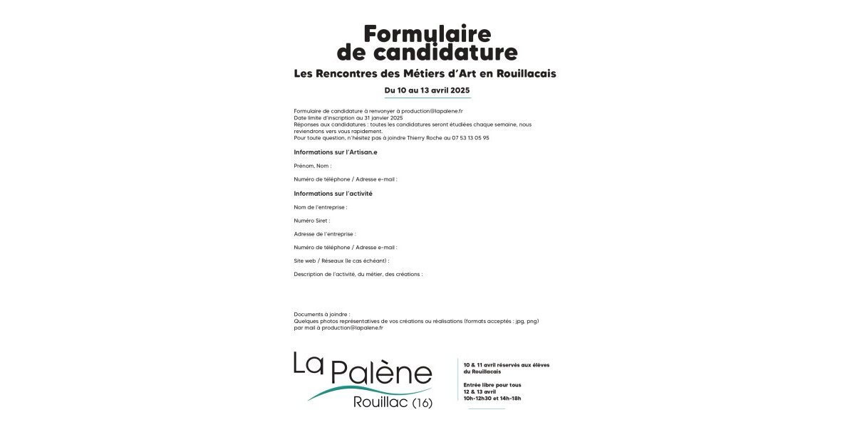 Les Rencontres des Métiers d’Art du 10 au 13 AVRIL 2025