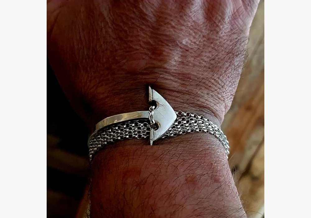 Ancre argent massif bijoux homme