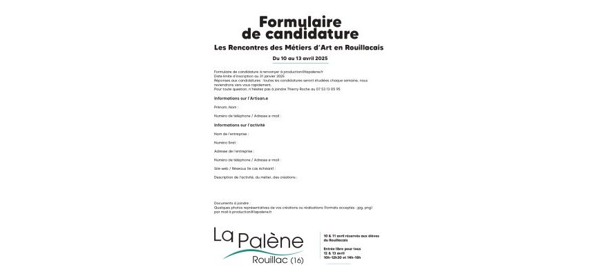 Les Rencontres des Métiers d’Art du 10 au 13 AVRIL 2025