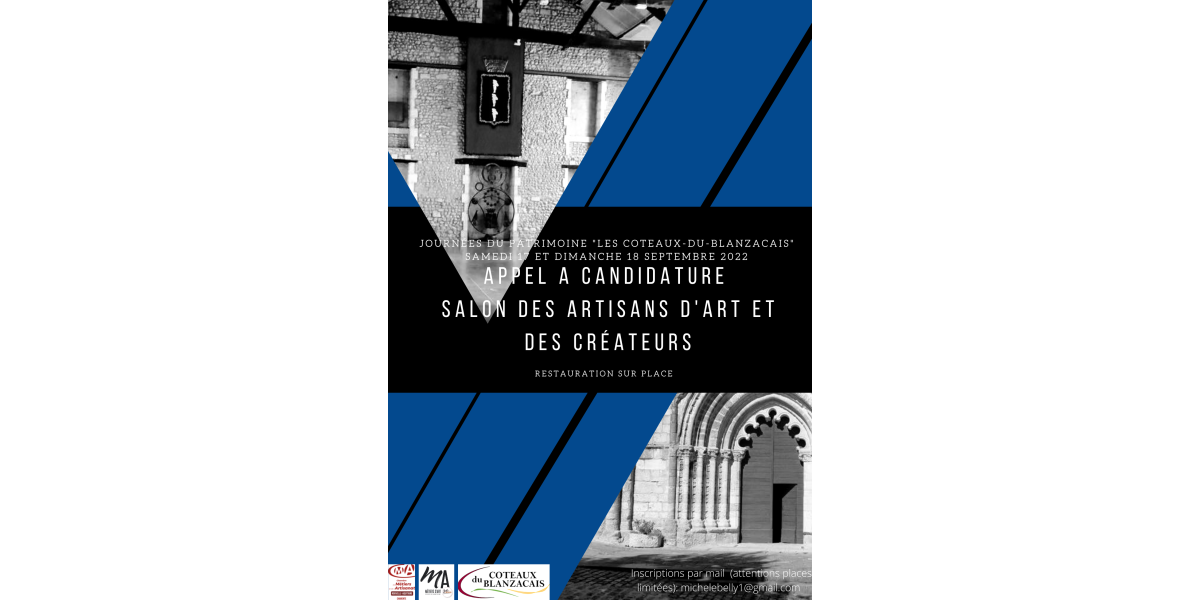 Appel à candidature Journées du Patrimoine Coteaux-du-Blanzacais en CHARENTE