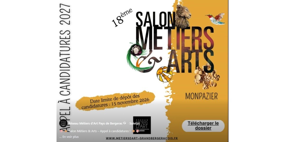 Appel à candidatures Salon Métiers & Arts Monpazier