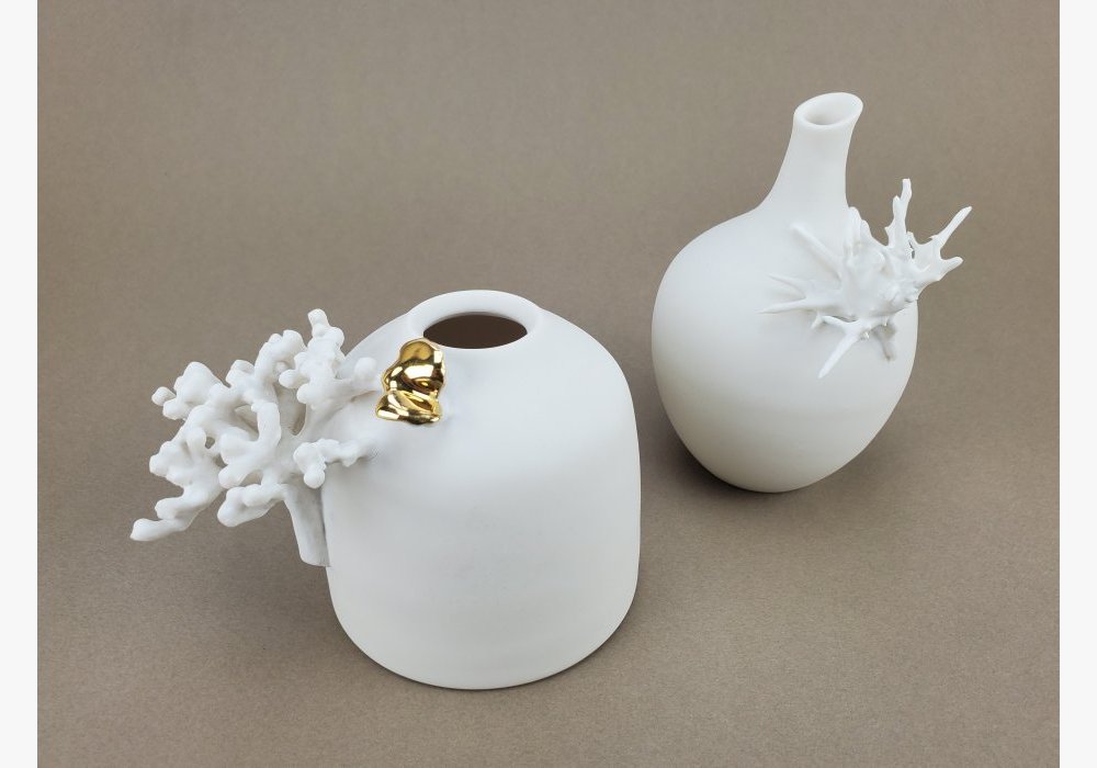 Vases porcelaine et or