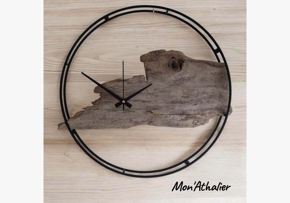 Bois flotté sur cercle acier