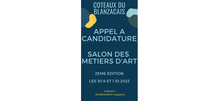 Appel à candidature salon des Métiers d’Art