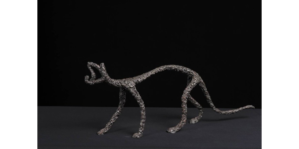 Le chat, étain sur armature