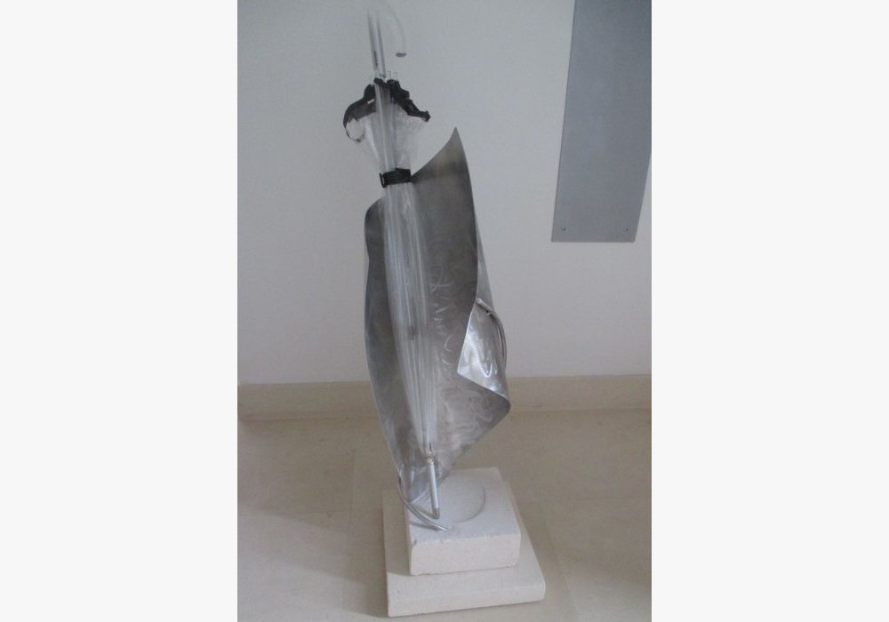 porte parapluie inox et pierre