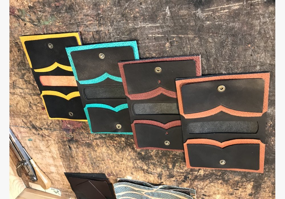 En-cours porte-cartes cuir recyclé/cuir marin