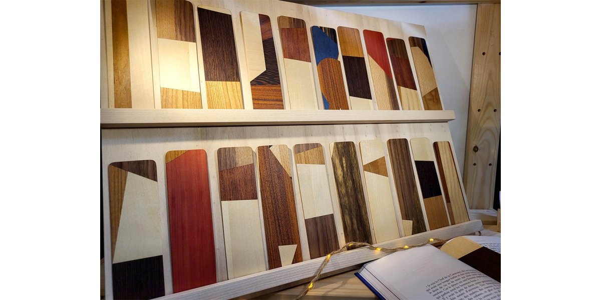 Marque-pages uniques en marqueterie bois