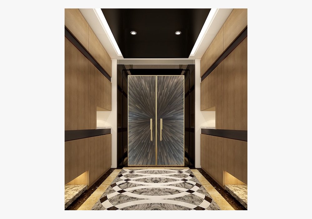 Marqueterie de paille - Double porte - Hotel particulier