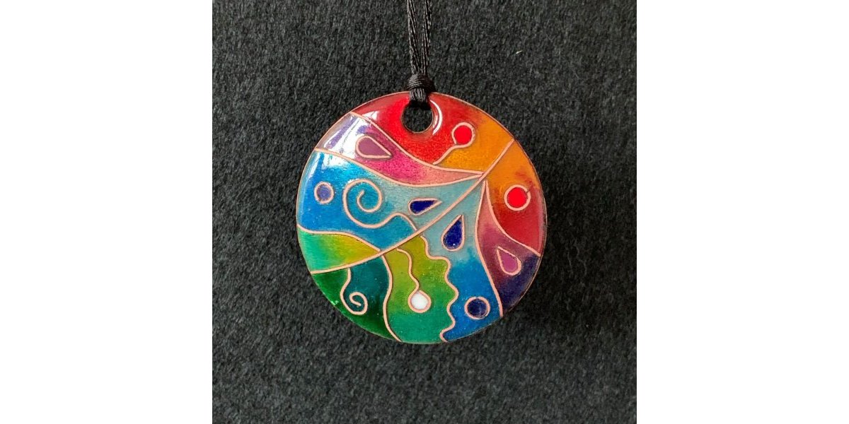 Pendentif en émaux sur cuivre cloisonnés
