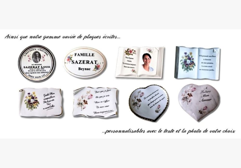Christine DIONNET PERRONNEAU / MAISON SAZERAT - 5 diverses formes de plaques et livres personnalisés