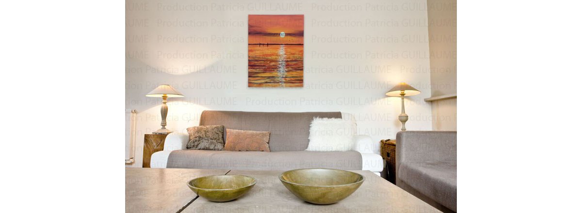  coucher de soleil, toile 61 x 46 en situation