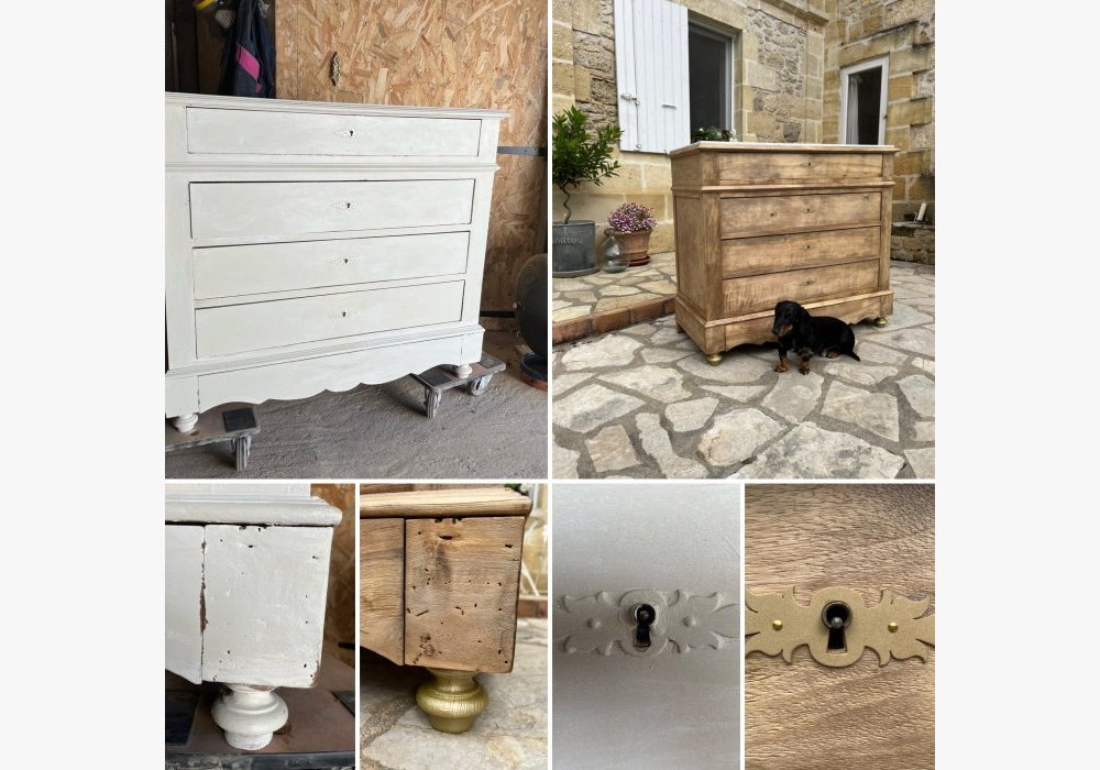 Aérogommage et protection d’une commode