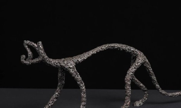 Le chat, étain sur armature