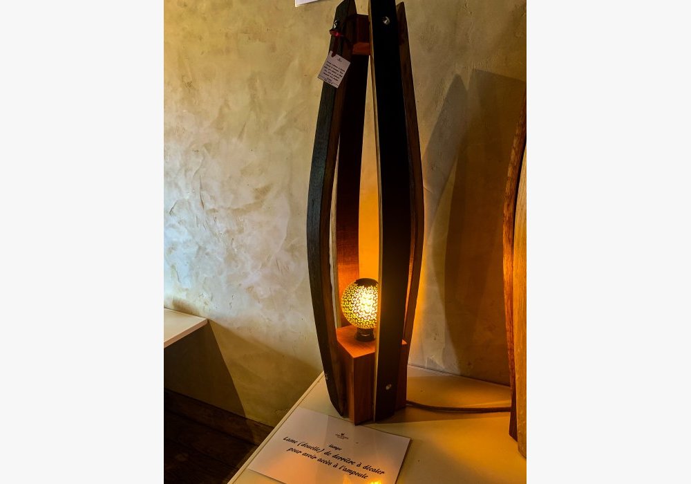 lampe Jul, douelles (lampes) de barrique méthode bois brulé