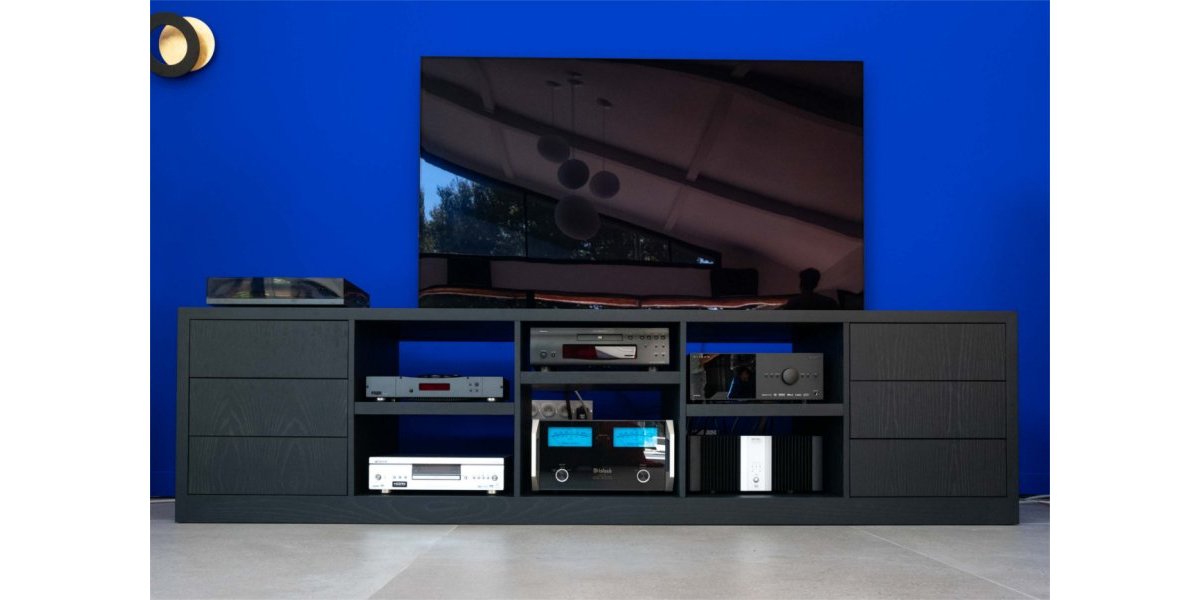 Meuble télé en frêne laqué noir