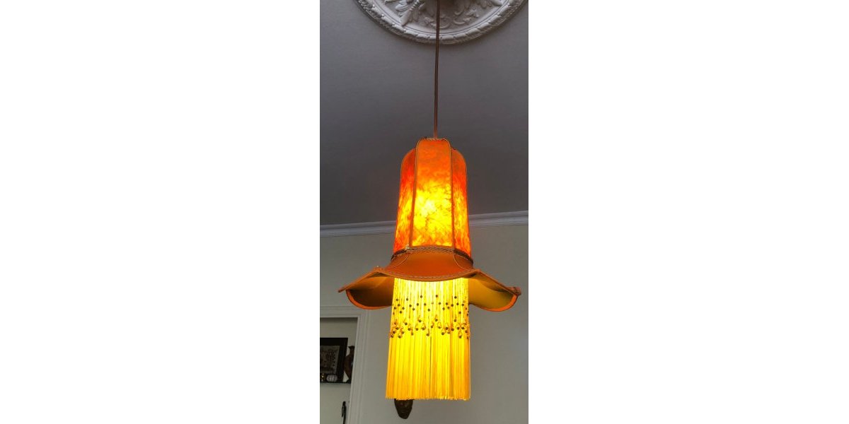 suspension clochette soie orangée
