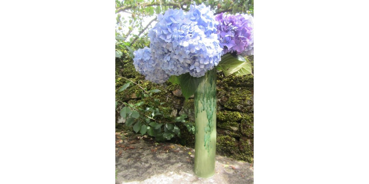Grand vase vert goutte d’eau porcelaine