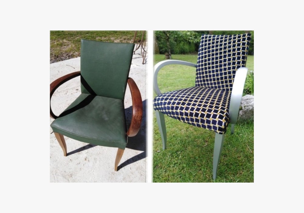 Aurore DURAND / NOUVELLE VIE - avant après - réfection fauteuil bridge