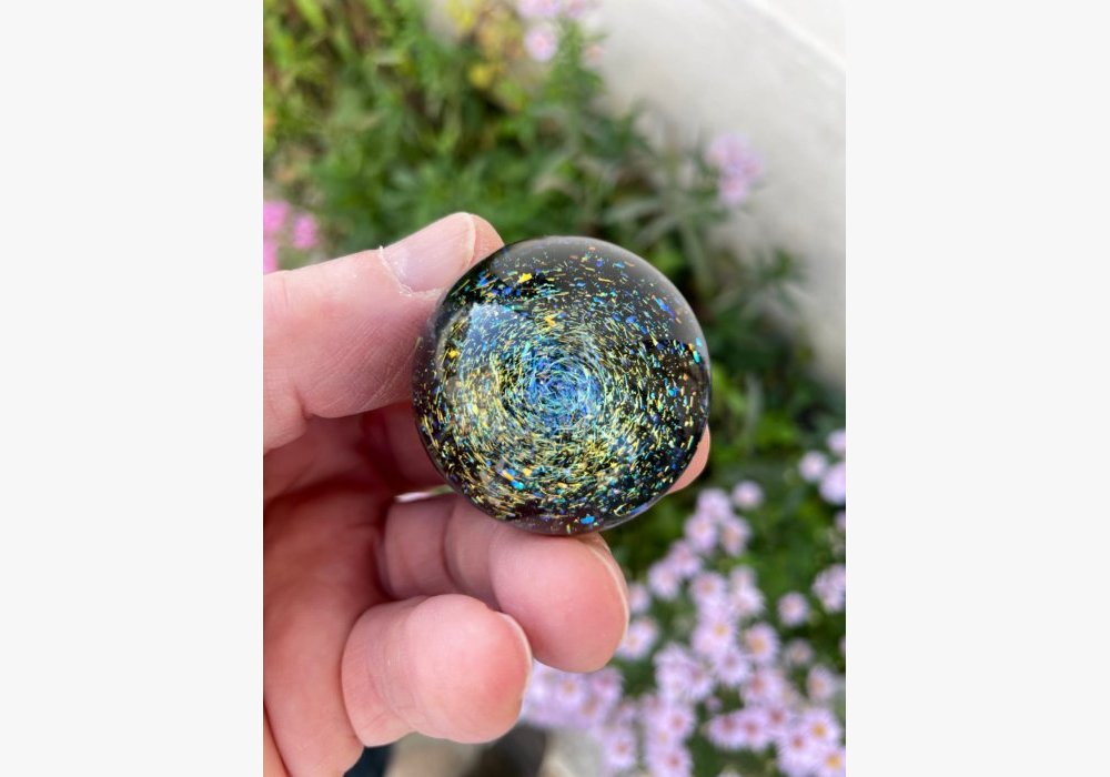 Sphère galaxie or bleu