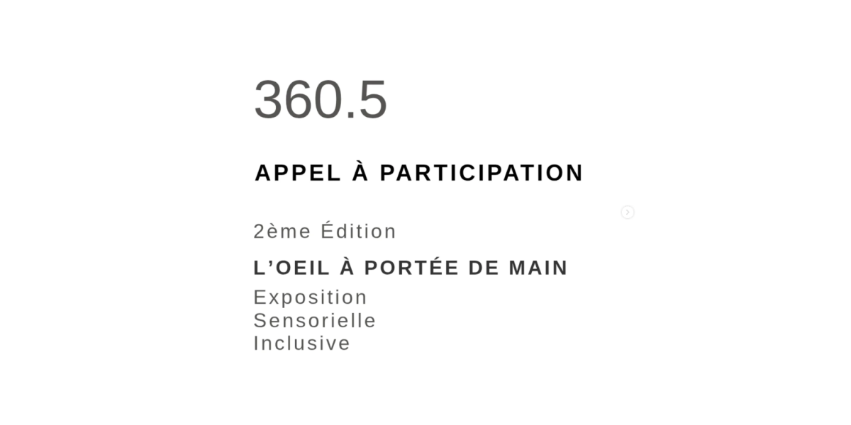 Appel à candidature - « L’OEIL À PORTÉE DE MAIN » Galerie Inclusive