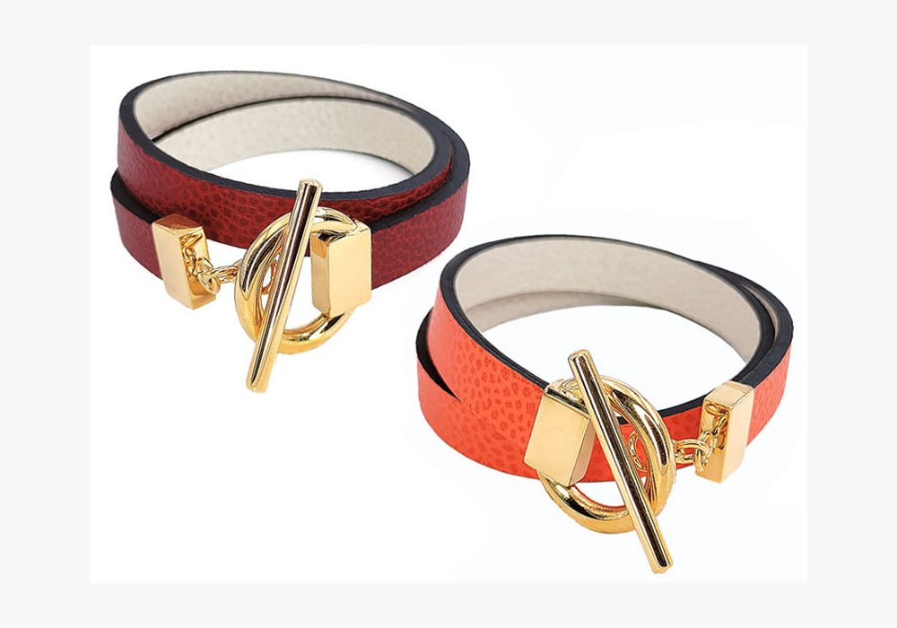Bracelets cuir réversible double tour 