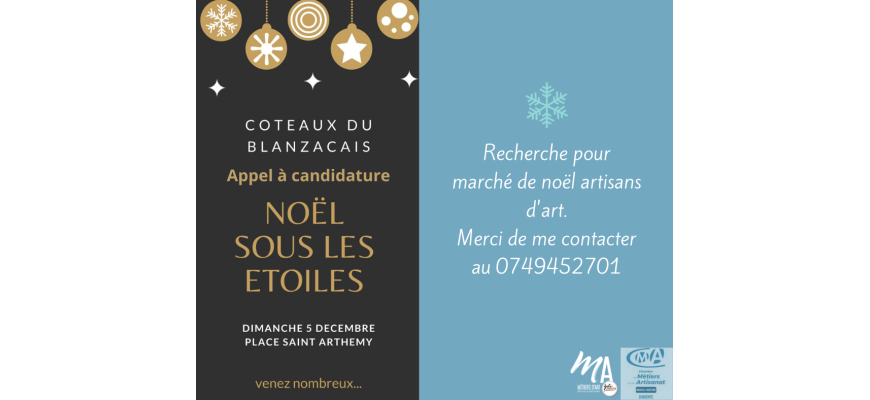 Recherche artisans d’art pour marché de noël 