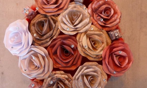 Bouquet de roses rouge en origami