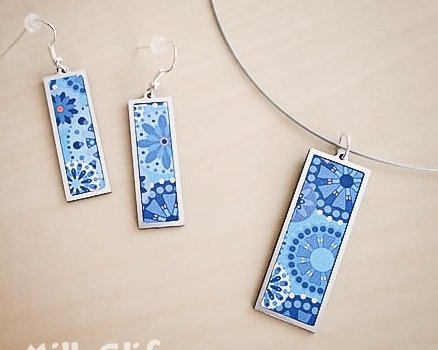 parure rectangle mandala bleu