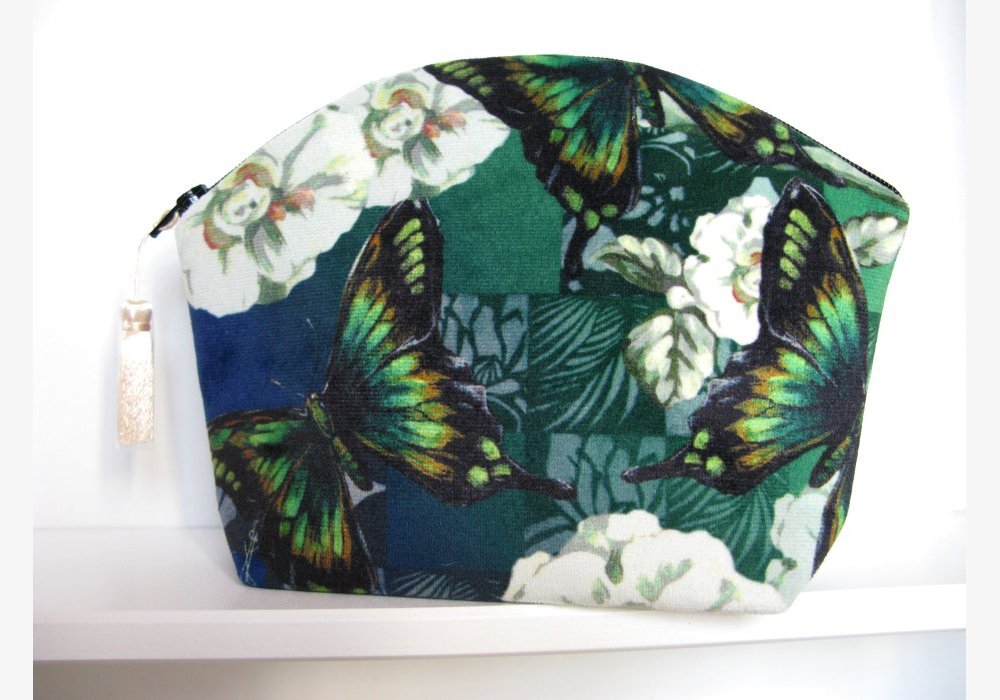 trousse maquillage papillon vert