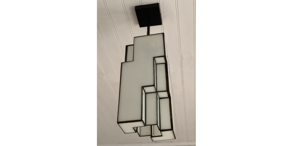 Plafonnier ARTHUR BLANC (verre, cuivre, aluminium)