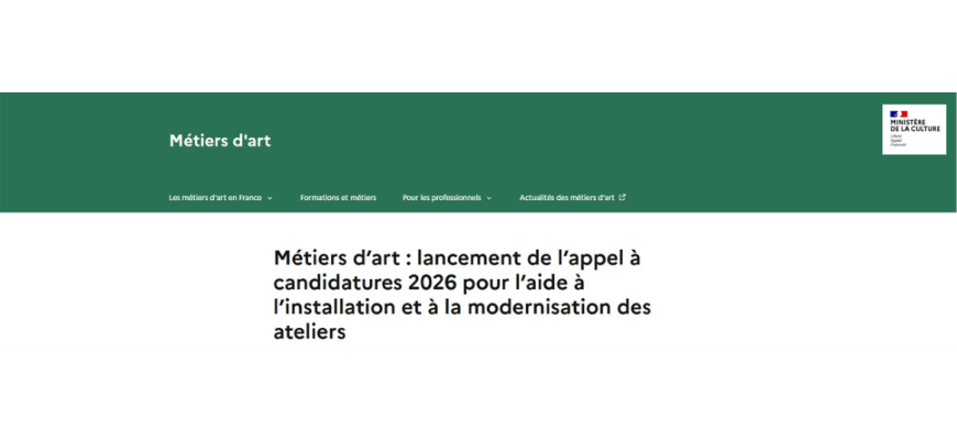 Aide à l’installation ou à la modernisation d’ateliers d’artisanat d’art (AIMA)
