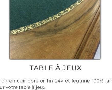 Table à jeux&nbsp;: galon cuir doré  et feutrine