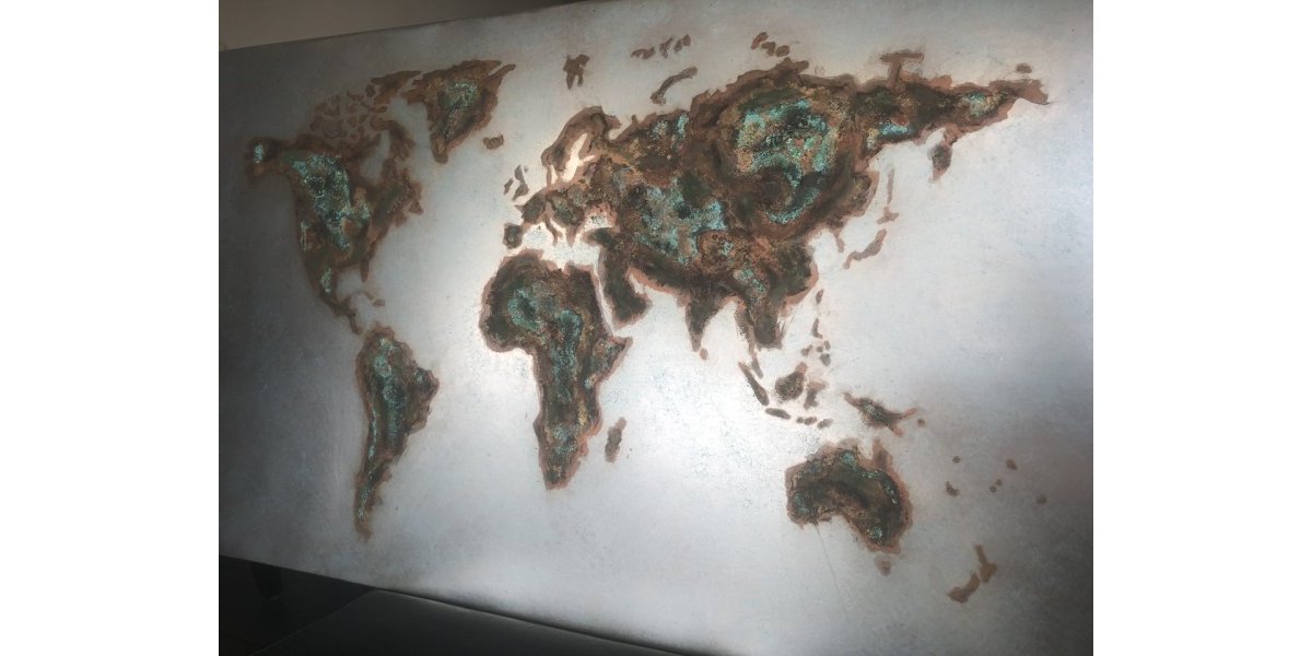 Map monde sur acier 