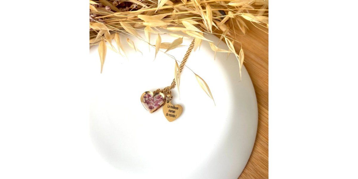 Collier personnalisable coeur de la bruyère des Landes