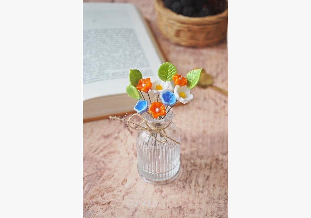 Bouquet de fleurs en verre