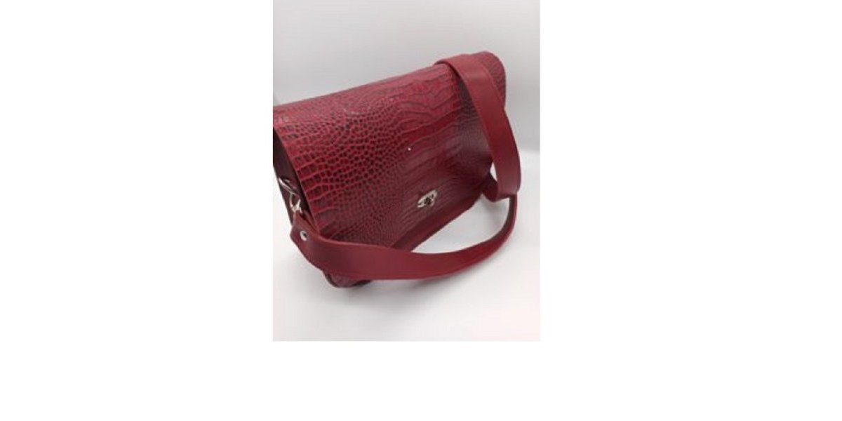 Sac besace rouge façon crocodile