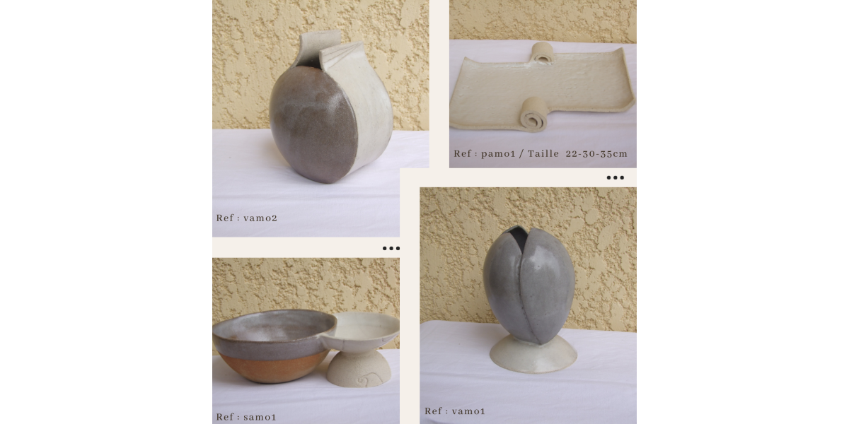 Formes modelées chez Terre d’Aur (techniques colombines, plaque, estampage)