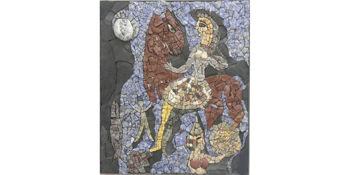 L’Ecuyère d’après M. Chagall (mosaïque de marbres, ardoises, ... )