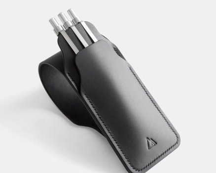 Porte-stylos cuir noir et gris – cousu main | Darksails
