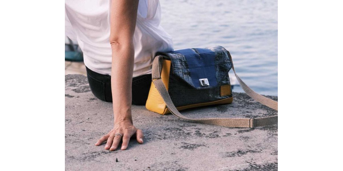 Sac à main en voile bateau et cuir - Finn 64 -
