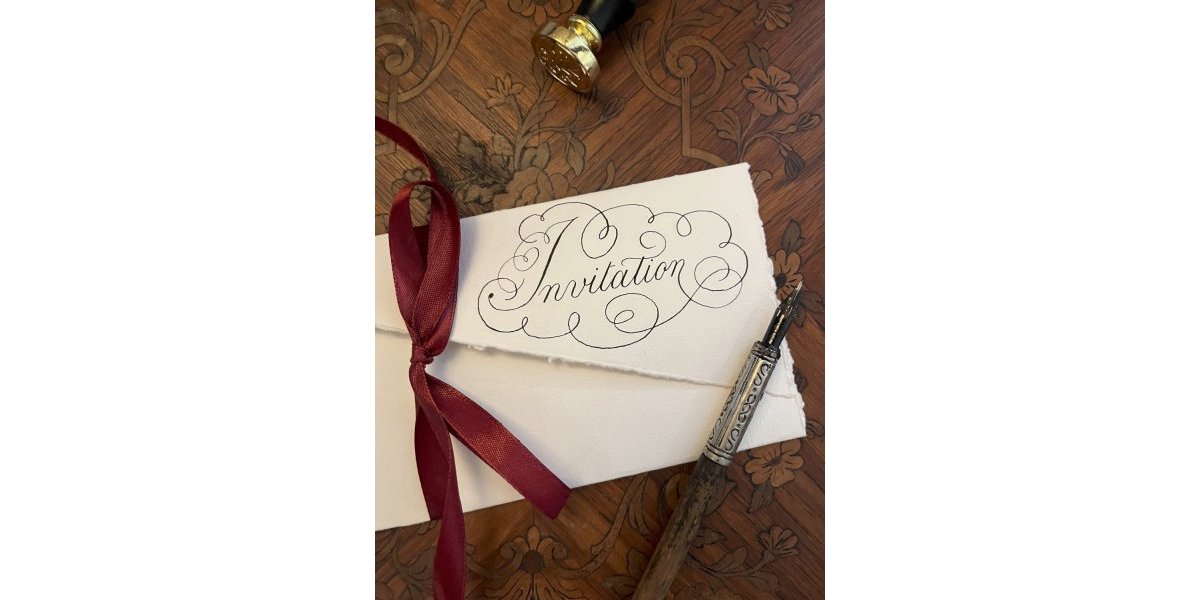 Invitation, lettre, calligraphie à la plume